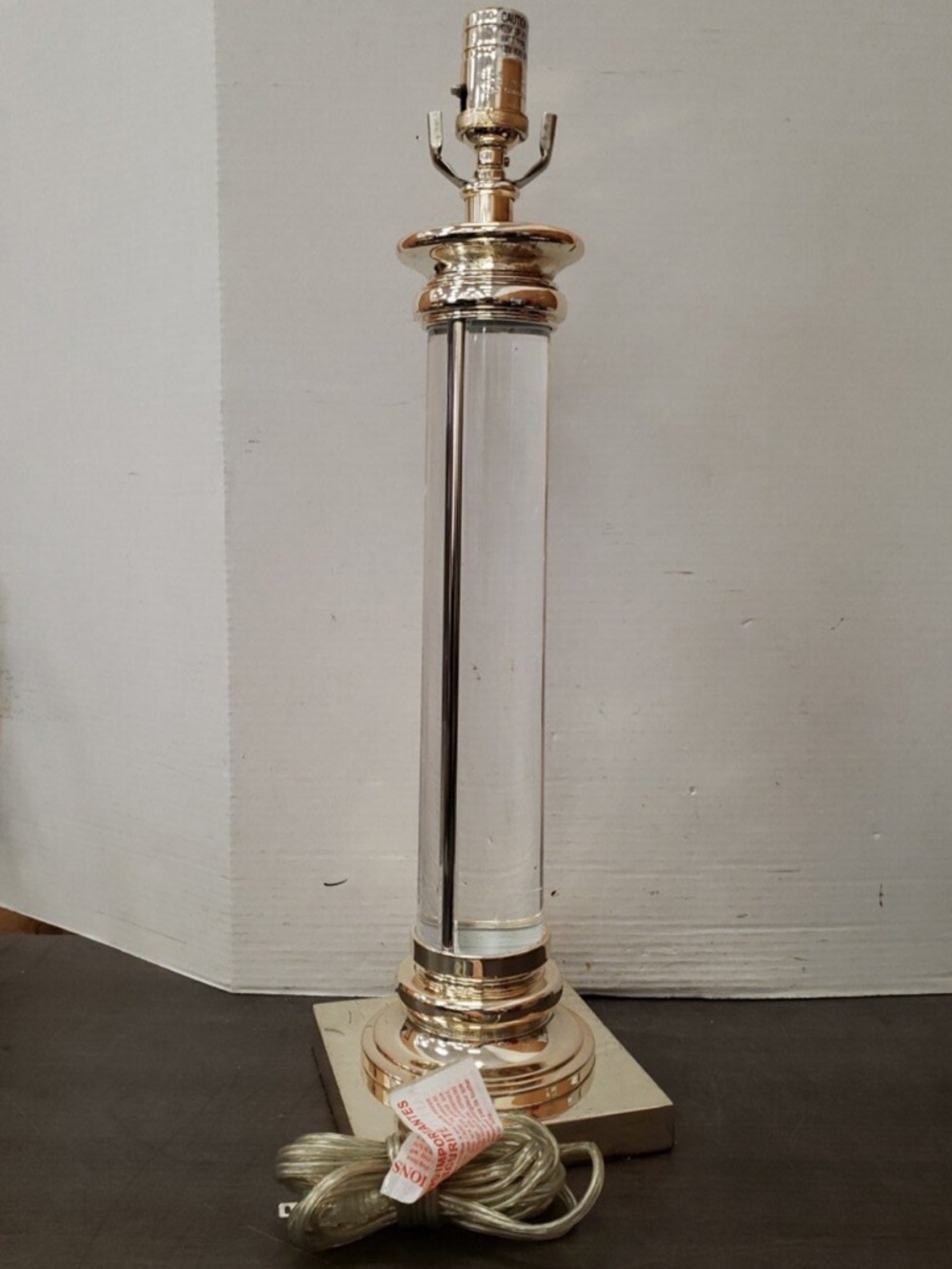 2 Vintage Restoration Hardware RH nickel/lucite column table lamps 23.5” SET/2 - Picture 5 of 14
